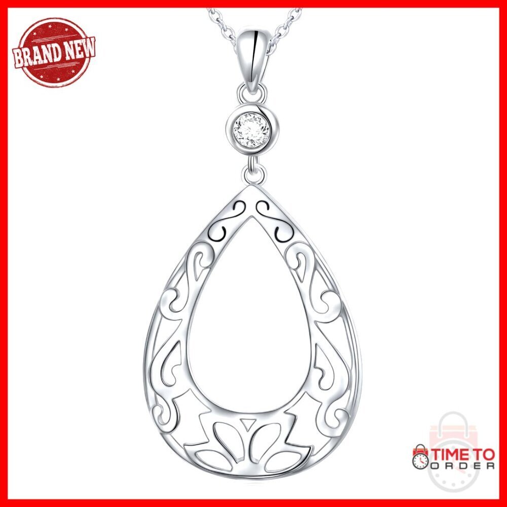 925 Sterling Silver Long Chain Pendant Necklace Adjustable Minimalist